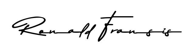 Get an exclusive digital autograph for Ronald Fransis. The Asem Kandis PERSONAL USE typeface captures the charm of real penmanship on paper. Ronald Fransis signature style 9 images and pictures png