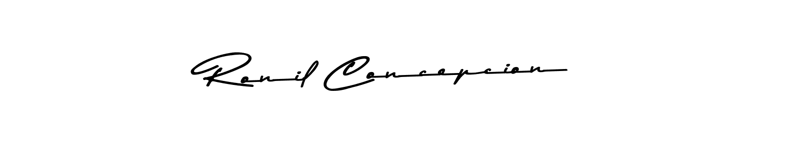 How to make Ronil Concepcion name signature. Use Asem Kandis PERSONAL USE style for creating short signs online. This is the latest handwritten sign. Ronil Concepcion signature style 9 images and pictures png