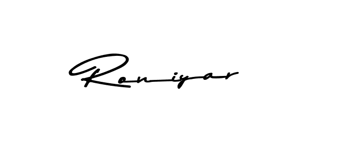 Make a beautiful signature design for name Roniyar. With this signature (Asem Kandis PERSONAL USE) style, you can create a handwritten signature for free. Roniyar signature style 9 images and pictures png