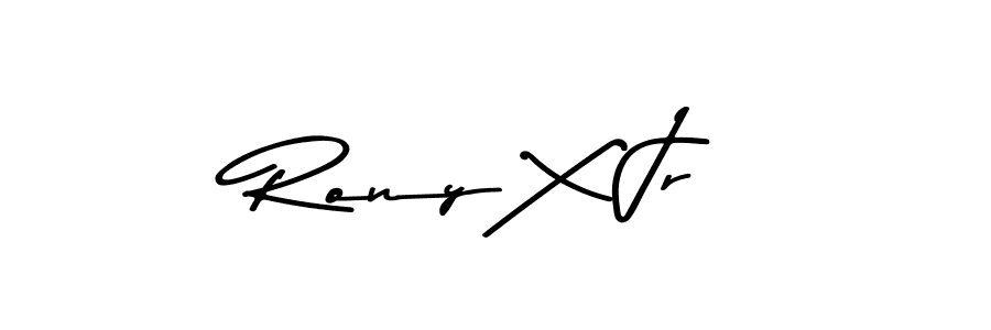 How to make Rony X Jr name signature. Use Asem Kandis PERSONAL USE style for creating short signs online. This is the latest handwritten sign. Rony X Jr signature style 9 images and pictures png