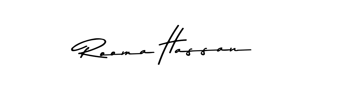 Rooma Hassan stylish signature style. Best Handwritten Sign (Asem Kandis PERSONAL USE) for my name. Handwritten Signature Collection Ideas for my name Rooma Hassan. Rooma Hassan signature style 9 images and pictures png