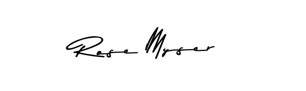 How to make Rose Myser name signature. Use Asem Kandis PERSONAL USE style for creating short signs online. This is the latest handwritten sign. Rose Myser signature style 9 images and pictures png