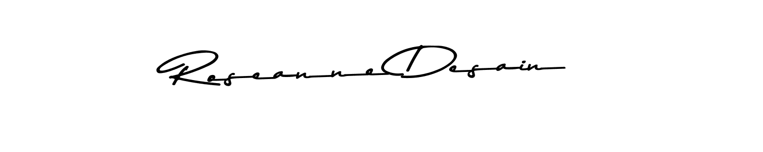 How to make Roseanne Desain name signature. Use Asem Kandis PERSONAL USE style for creating short signs online. This is the latest handwritten sign. Roseanne Desain signature style 9 images and pictures png