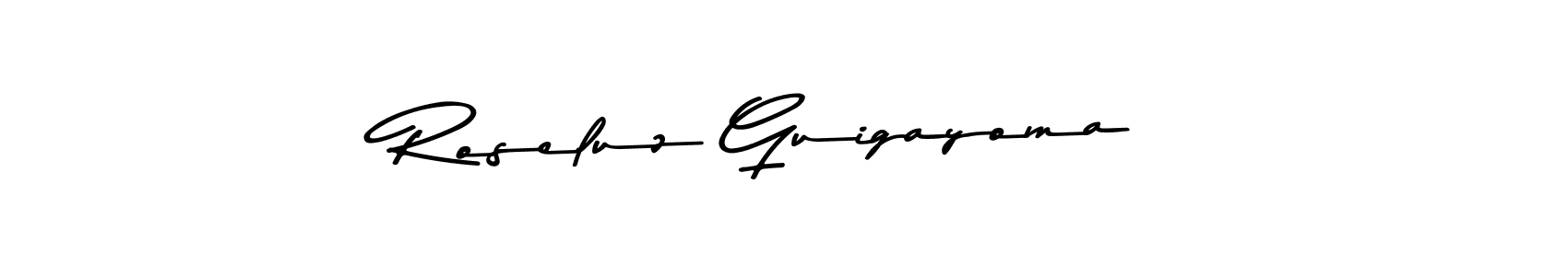 if you are searching for the best signature style for your name Roseluz Guigayoma. so please give up your signature search. here we have designed multiple signature styles  using Asem Kandis PERSONAL USE. Roseluz Guigayoma signature style 9 images and pictures png