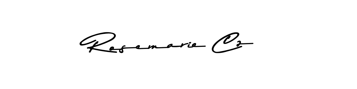 How to make Rosemarie Cz name signature. Use Asem Kandis PERSONAL USE style for creating short signs online. This is the latest handwritten sign. Rosemarie Cz signature style 9 images and pictures png