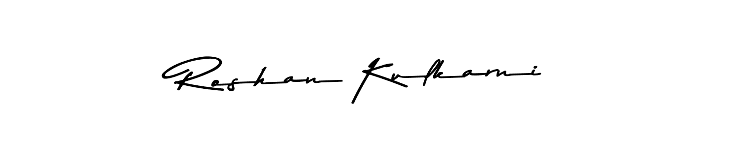 How to make Roshan Kulkarni name signature. Use Asem Kandis PERSONAL USE style for creating short signs online. This is the latest handwritten sign. Roshan Kulkarni signature style 9 images and pictures png