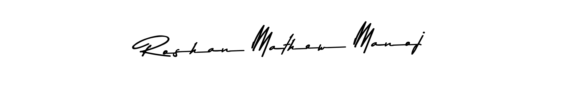The best way (Asem Kandis PERSONAL USE) to make a short signature is to pick only two or three words in your name. The name Roshan Mathew Manoj include a total of six letters. For converting this name. Roshan Mathew Manoj signature style 9 images and pictures png