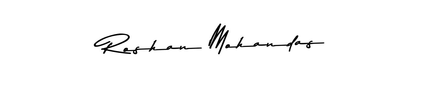 How to make Roshan Mohandas name signature. Use Asem Kandis PERSONAL USE style for creating short signs online. This is the latest handwritten sign. Roshan Mohandas signature style 9 images and pictures png