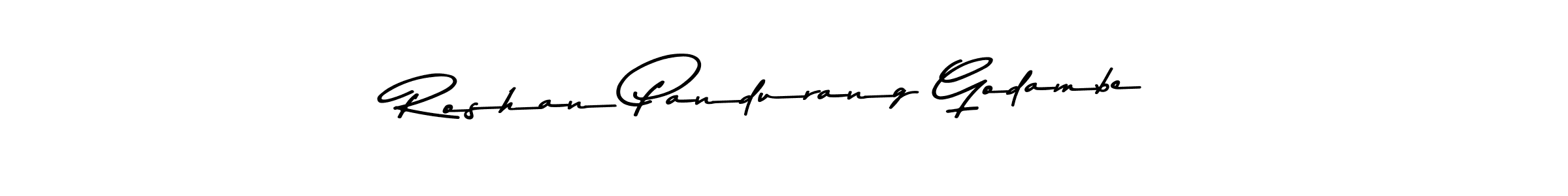How to make Roshan Pandurang Godambe name signature. Use Asem Kandis PERSONAL USE style for creating short signs online. This is the latest handwritten sign. Roshan Pandurang Godambe signature style 9 images and pictures png