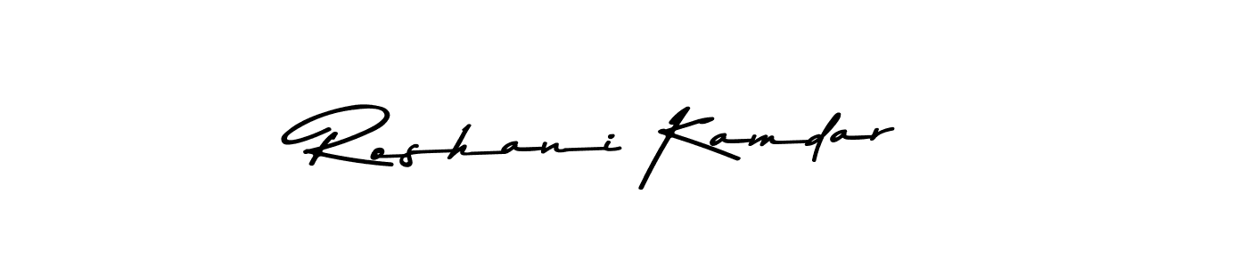 Asem Kandis PERSONAL USE is a professional signature style that is perfect for those who want to add a touch of class to their signature. It is also a great choice for those who want to make their signature more unique. Get Roshani Kamdar name to fancy signature for free. Roshani Kamdar signature style 9 images and pictures png