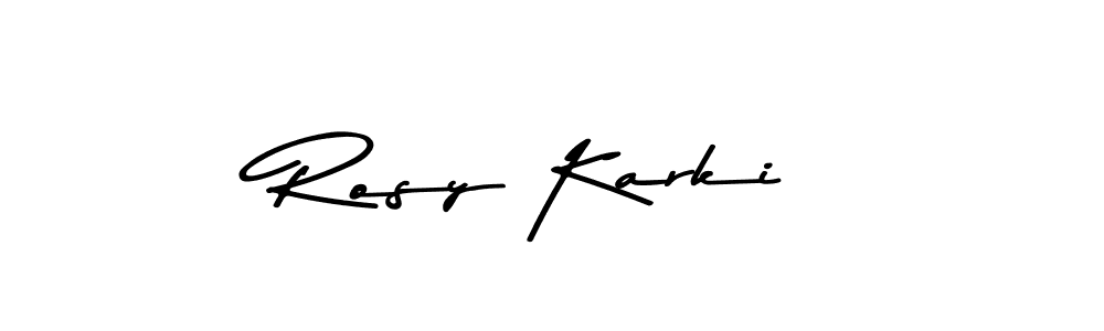 You should practise on your own different ways (Asem Kandis PERSONAL USE) to write your name (Rosy Karki) in signature. don't let someone else do it for you. Rosy Karki signature style 9 images and pictures png