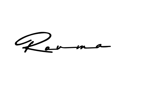 How to make Rouma name signature. Use Asem Kandis PERSONAL USE style for creating short signs online. This is the latest handwritten sign. Rouma signature style 9 images and pictures png