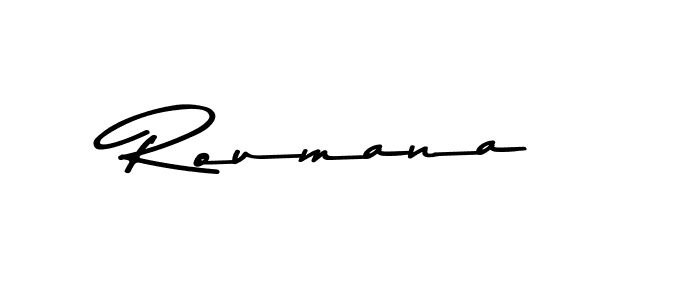 Make a beautiful signature design for name Roumana. With this signature (Asem Kandis PERSONAL USE) style, you can create a handwritten signature for free. Roumana signature style 9 images and pictures png