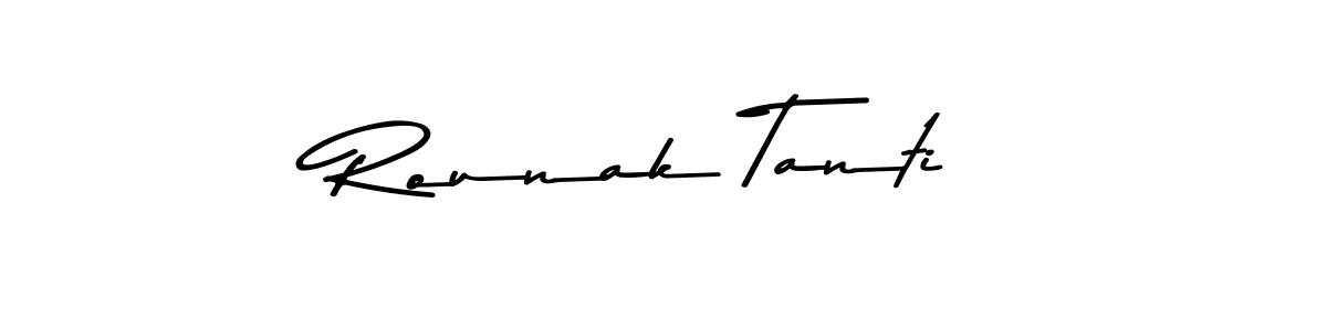 Create a beautiful signature design for name Rounak Tanti. With this signature (Asem Kandis PERSONAL USE) fonts, you can make a handwritten signature for free. Rounak Tanti signature style 9 images and pictures png