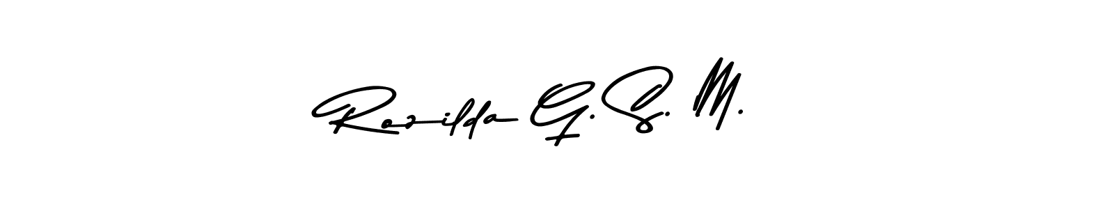 Make a beautiful signature design for name Rozilda G. S. M.. With this signature (Asem Kandis PERSONAL USE) style, you can create a handwritten signature for free. Rozilda G. S. M. signature style 9 images and pictures png