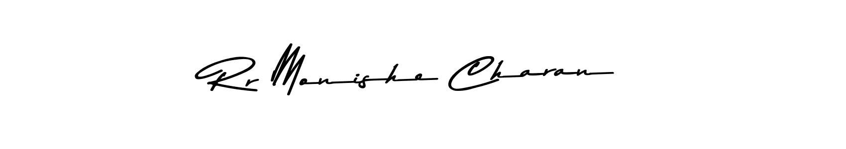 How to make Rr Monishe Charan name signature. Use Asem Kandis PERSONAL USE style for creating short signs online. This is the latest handwritten sign. Rr Monishe Charan signature style 9 images and pictures png