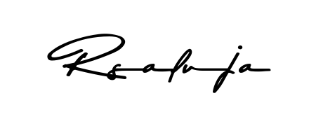A classic penmanship look for Rsaluja. The Asem Kandis PERSONAL USE font brings timeless elegance and confidence to every signed document. Rsaluja signature style 9 images and pictures png