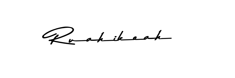 How to make Ruahikeah name signature. Use Asem Kandis PERSONAL USE style for creating short signs online. This is the latest handwritten sign. Ruahikeah signature style 9 images and pictures png