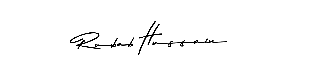 You should practise on your own different ways (Asem Kandis PERSONAL USE) to write your name (Rubab Hussain) in signature. don't let someone else do it for you. Rubab Hussain signature style 9 images and pictures png