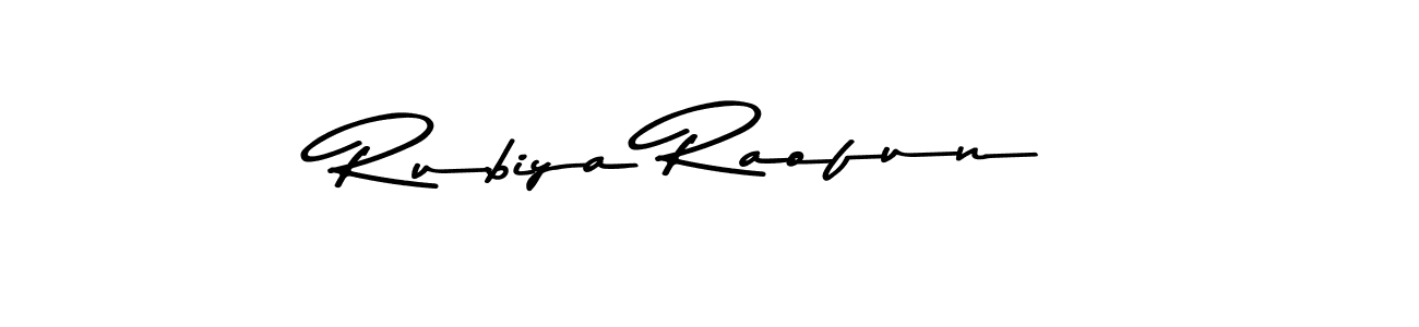Design your own signature with our free online signature maker. With this signature software, you can create a handwritten (Asem Kandis PERSONAL USE) signature for name Rubiya Raofun. Rubiya Raofun signature style 9 images and pictures png