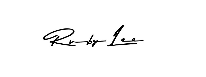 How to make Ruby Lee name signature. Use Asem Kandis PERSONAL USE style for creating short signs online. This is the latest handwritten sign. Ruby Lee signature style 9 images and pictures png