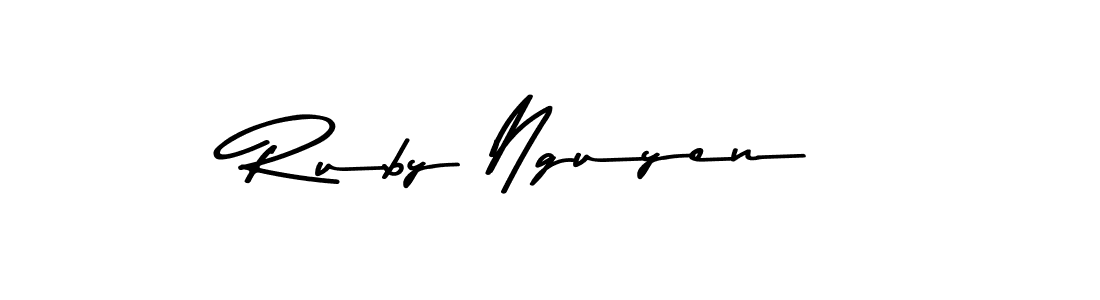 Design your own signature with our free online signature maker. With this signature software, you can create a handwritten (Asem Kandis PERSONAL USE) signature for name Ruby Nguyen. Ruby Nguyen signature style 9 images and pictures png