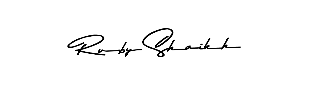 You can use this online signature creator to create a handwritten signature for the name Ruby Shaikh. This is the best online autograph maker. Ruby Shaikh signature style 9 images and pictures png