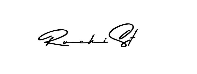 How to make Ruchi St name signature. Use Asem Kandis PERSONAL USE style for creating short signs online. This is the latest handwritten sign. Ruchi St signature style 9 images and pictures png