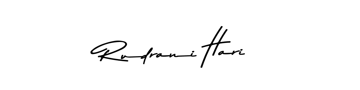 How to make Rudrani Hari name signature. Use Asem Kandis PERSONAL USE style for creating short signs online. This is the latest handwritten sign. Rudrani Hari signature style 9 images and pictures png