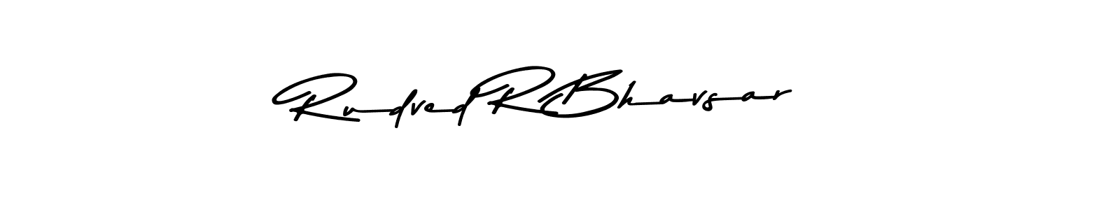 How to make Rudved R Bhavsar name signature. Use Asem Kandis PERSONAL USE style for creating short signs online. This is the latest handwritten sign. Rudved R Bhavsar signature style 9 images and pictures png