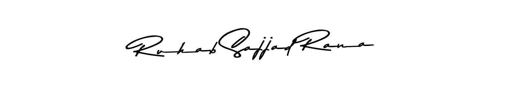 Make a beautiful signature design for name Ruhab Sajjad Rana. With this signature (Asem Kandis PERSONAL USE) style, you can create a handwritten signature for free. Ruhab Sajjad Rana signature style 9 images and pictures png
