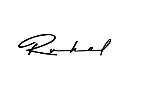 Make a beautiful signature design for name Ruhel. With this signature (Asem Kandis PERSONAL USE) style, you can create a handwritten signature for free. Ruhel signature style 9 images and pictures png