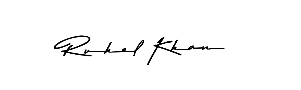 Create a beautiful signature design for name Ruhel Khan. With this signature (Asem Kandis PERSONAL USE) fonts, you can make a handwritten signature for free. Ruhel Khan signature style 9 images and pictures png