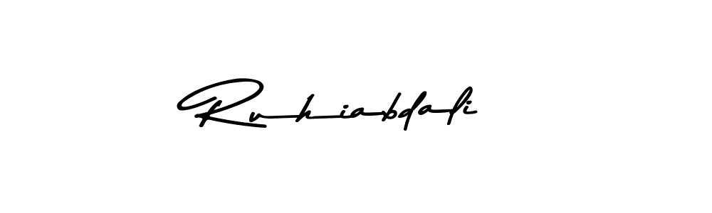 The best way (Asem Kandis PERSONAL USE) to make a short signature is to pick only two or three words in your name. The name Ruhiabdali include a total of six letters. For converting this name. Ruhiabdali signature style 9 images and pictures png