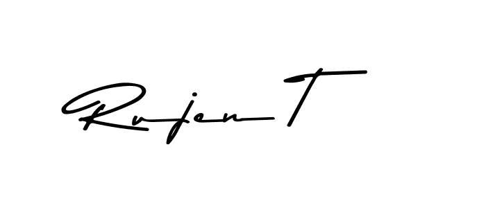 Create a beautiful signature design for name Rujen T. With this signature (Asem Kandis PERSONAL USE) fonts, you can make a handwritten signature for free. Rujen T signature style 9 images and pictures png