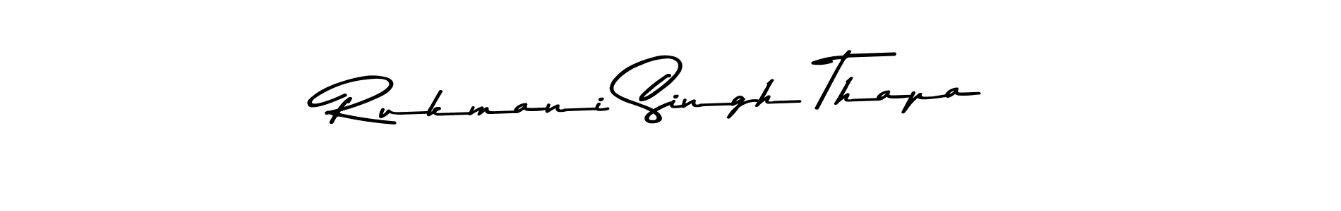 Create a beautiful signature design for name Rukmani Singh Thapa. With this signature (Asem Kandis PERSONAL USE) fonts, you can make a handwritten signature for free. Rukmani Singh Thapa signature style 9 images and pictures png