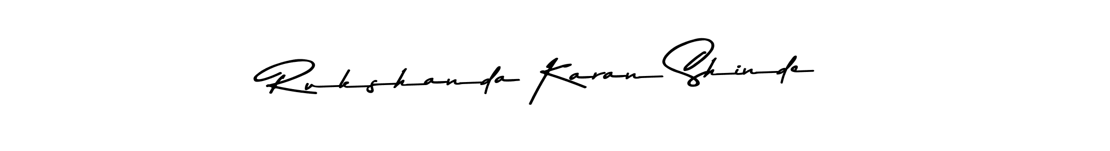 Create a beautiful signature design for name Rukshanda Karan Shinde. With this signature (Asem Kandis PERSONAL USE) fonts, you can make a handwritten signature for free. Rukshanda Karan Shinde signature style 9 images and pictures png