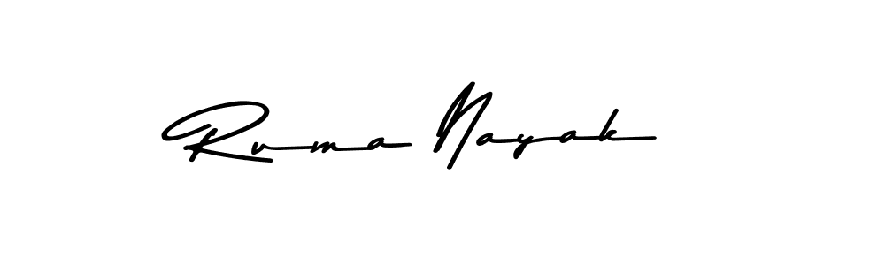 How to make Ruma Nayak name signature. Use Asem Kandis PERSONAL USE style for creating short signs online. This is the latest handwritten sign. Ruma Nayak signature style 9 images and pictures png