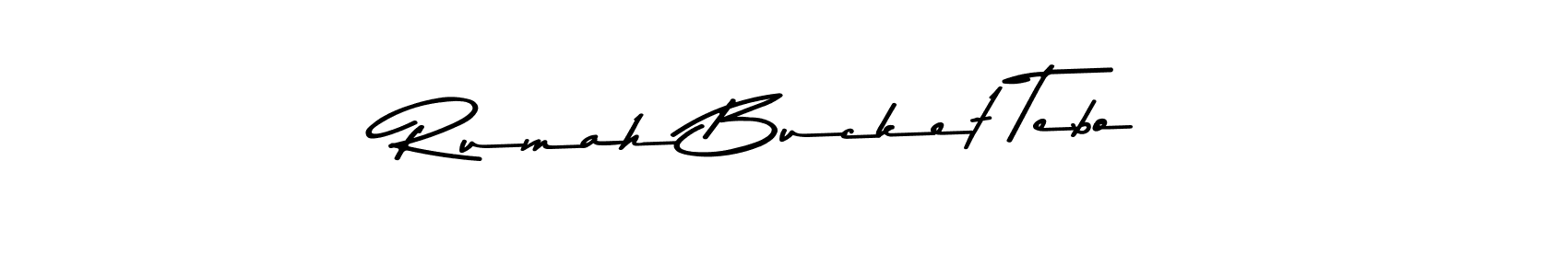 Create a beautiful signature design for name Rumah Bucket Tebo. With this signature (Asem Kandis PERSONAL USE) fonts, you can make a handwritten signature for free. Rumah Bucket Tebo signature style 9 images and pictures png