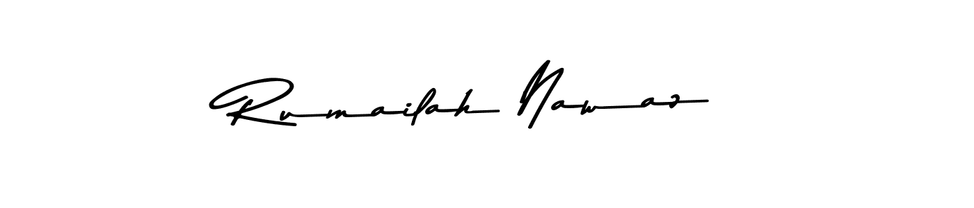 How to make Rumailah Nawaz name signature. Use Asem Kandis PERSONAL USE style for creating short signs online. This is the latest handwritten sign. Rumailah Nawaz signature style 9 images and pictures png