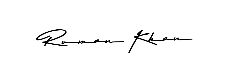 How to make Ruman Khan name signature. Use Asem Kandis PERSONAL USE style for creating short signs online. This is the latest handwritten sign. Ruman Khan signature style 9 images and pictures png