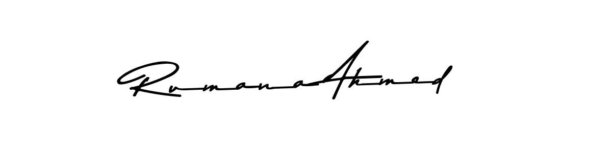 Design your own signature with our free online signature maker. With this signature software, you can create a handwritten (Asem Kandis PERSONAL USE) signature for name Rumana Ahmed. Rumana Ahmed signature style 9 images and pictures png