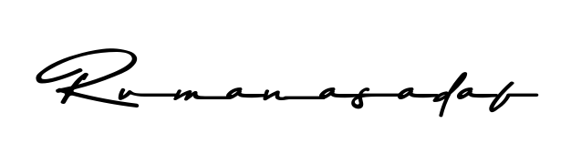 How to make Rumanasadaf name signature. Use Asem Kandis PERSONAL USE style for creating short signs online. This is the latest handwritten sign. Rumanasadaf signature style 9 images and pictures png