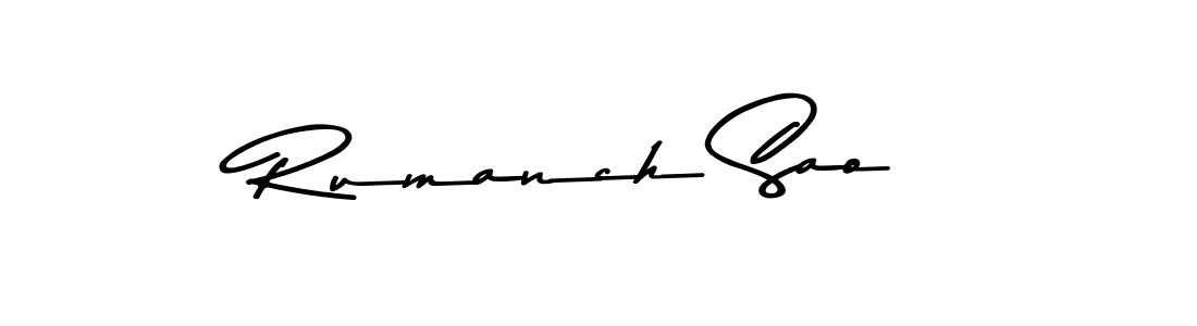 The best way (Asem Kandis PERSONAL USE) to make a short signature is to pick only two or three words in your name. The name Rumanch Sao include a total of six letters. For converting this name. Rumanch Sao signature style 9 images and pictures png