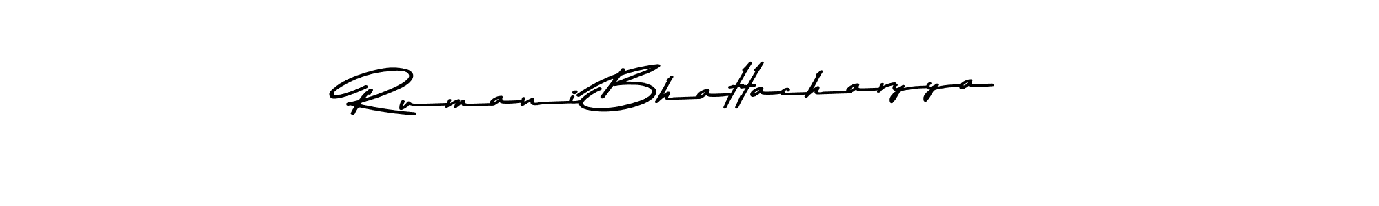 Create a beautiful signature design for name Rumani Bhattacharyya. With this signature (Asem Kandis PERSONAL USE) fonts, you can make a handwritten signature for free. Rumani Bhattacharyya signature style 9 images and pictures png