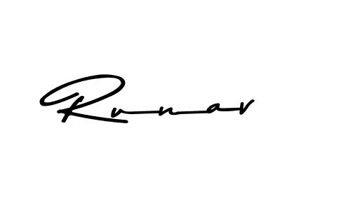 Create a beautiful signature design for name Runav. With this signature (Asem Kandis PERSONAL USE) fonts, you can make a handwritten signature for free. Runav signature style 9 images and pictures png