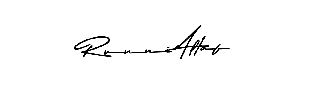 This is the best signature style for the Runni Altaf name. Also you like these signature font (Asem Kandis PERSONAL USE). Mix name signature. Runni Altaf signature style 9 images and pictures png
