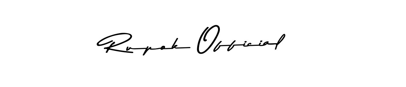 Make a beautiful signature design for name Rupok Official. With this signature (Asem Kandis PERSONAL USE) style, you can create a handwritten signature for free. Rupok Official signature style 9 images and pictures png