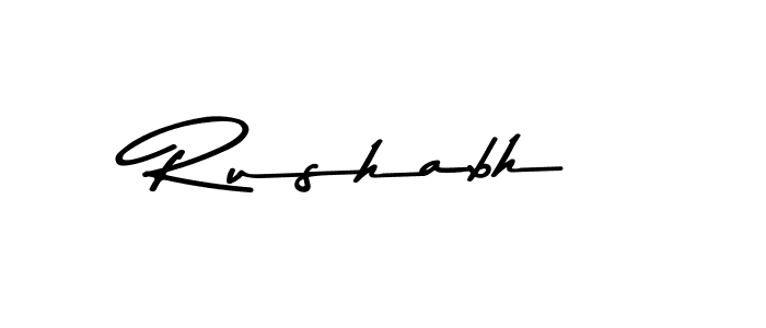 How to make Rushabh name signature. Use Asem Kandis PERSONAL USE style for creating short signs online. This is the latest handwritten sign. Rushabh signature style 9 images and pictures png