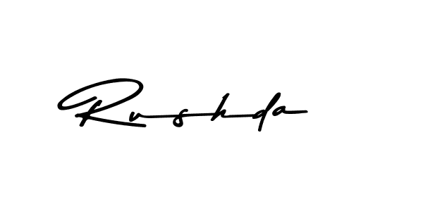 Make a beautiful signature design for name Rushda. With this signature (Asem Kandis PERSONAL USE) style, you can create a handwritten signature for free. Rushda signature style 9 images and pictures png